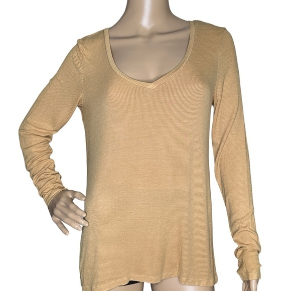AE soft & sexy ribbed tan long sleeved tee medium - Picture 1 of 7